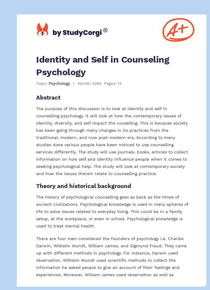 Identity and Self in Counseling Psychology. Page 1