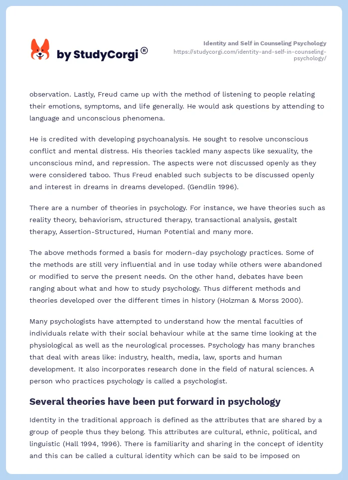 Identity and Self in Counseling Psychology. Page 2