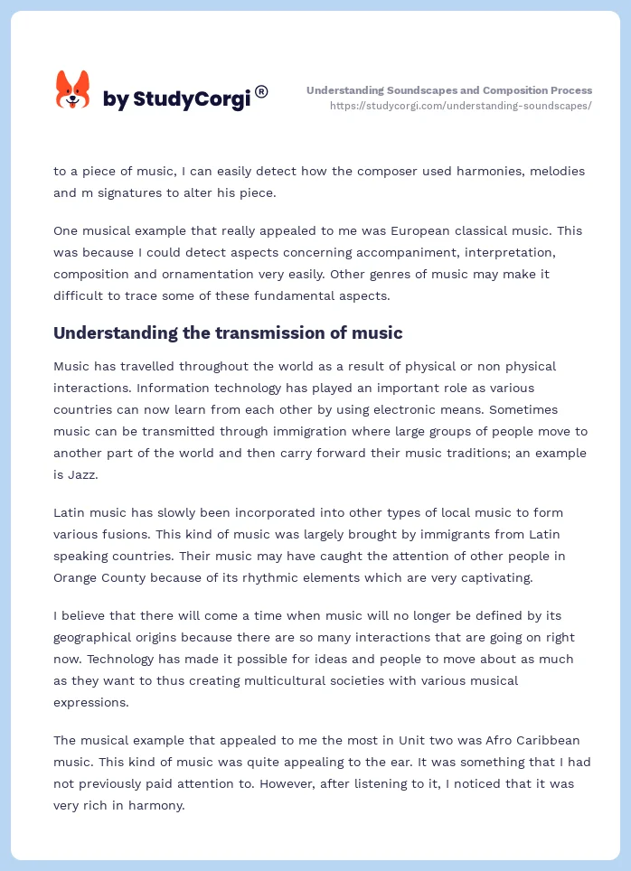 Understanding Soundscapes and Composition Process. Page 2