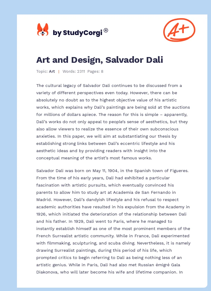 Art and Design, Salvador Dali. Page 1