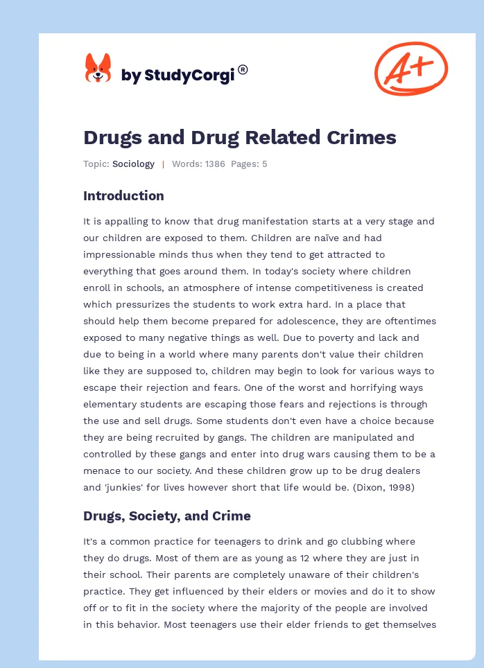 Drugs and Drug Related Crimes. Page 1