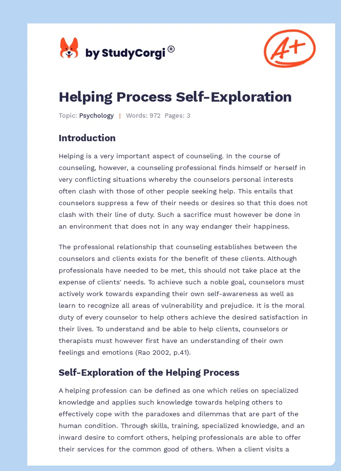 Helping Process Self-Exploration. Page 1