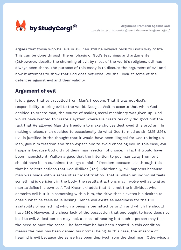 Argument From Evil Against God. Page 2