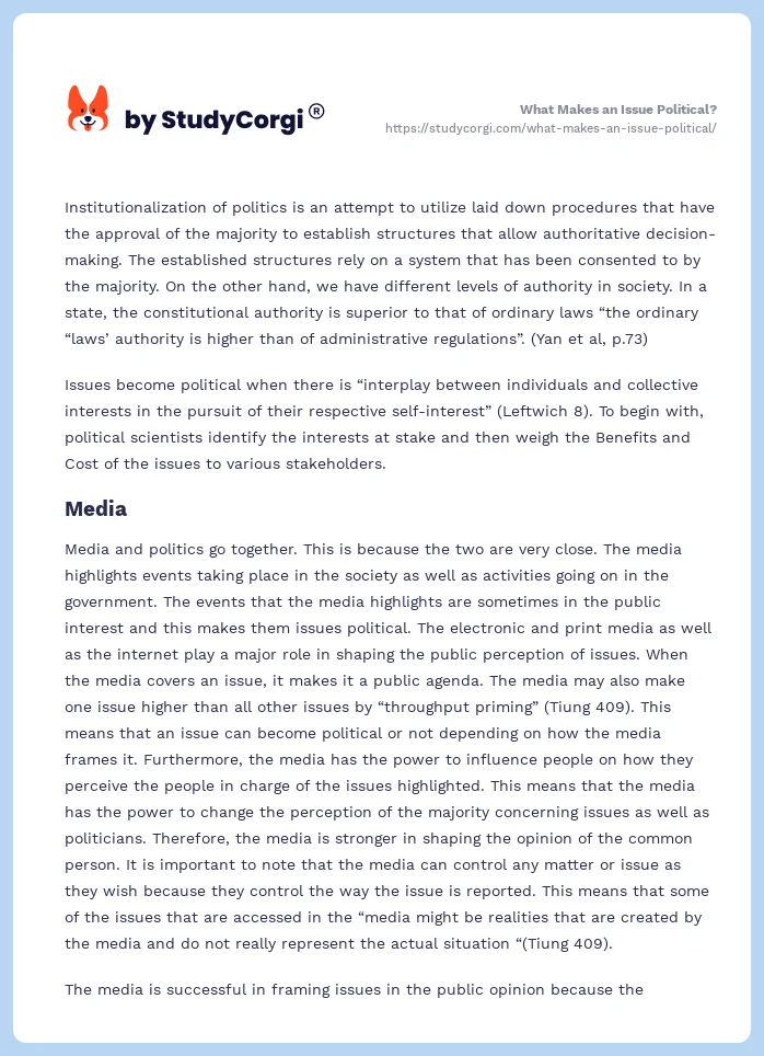 What Makes an Issue Political?. Page 2