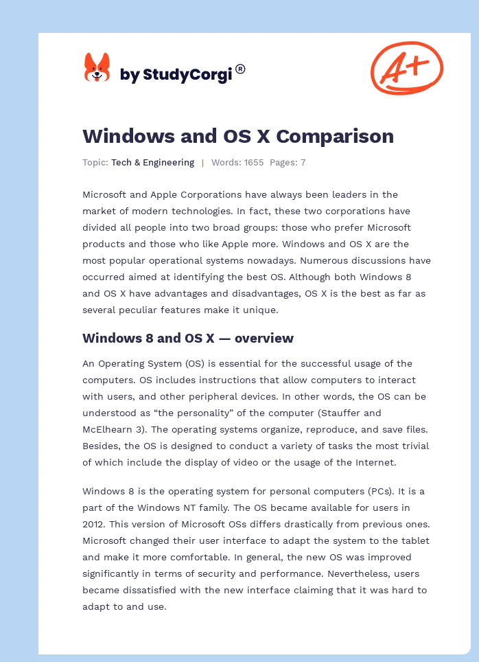 Windows and OS X Comparison. Page 1