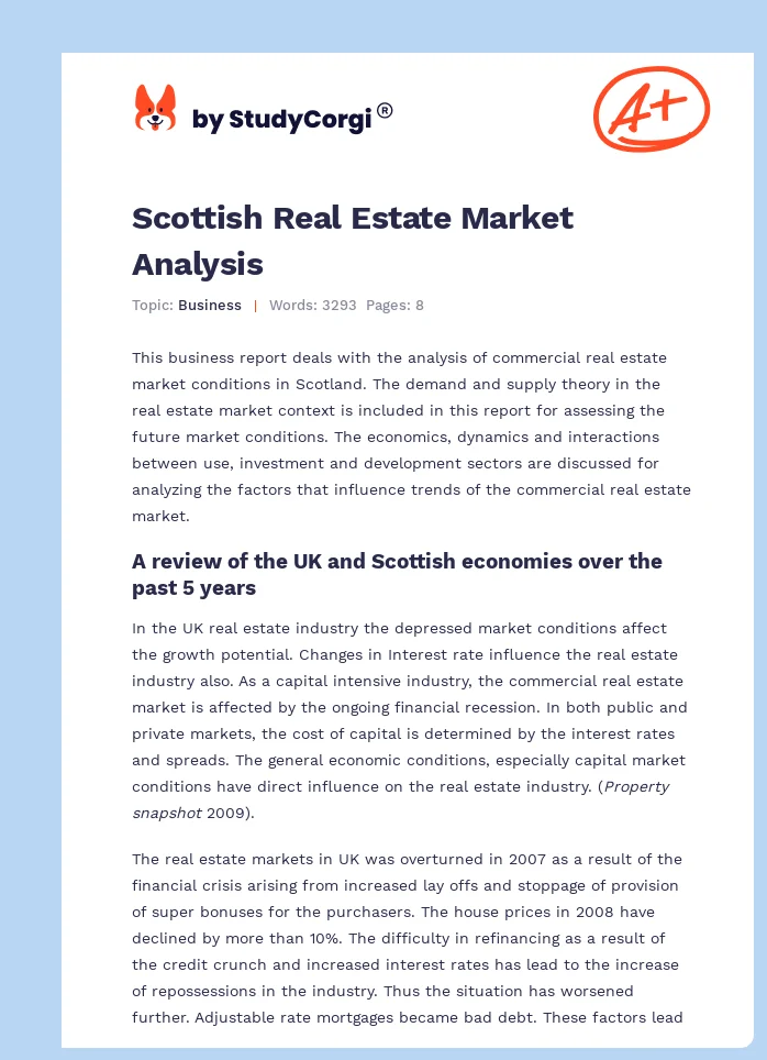 Scottish Real Estate Market Analysis. Page 1