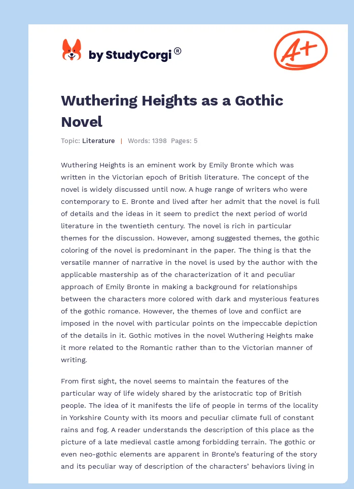 Wuthering Heights as a Gothic Novel. Page 1