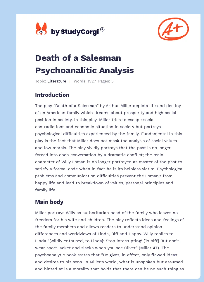 Death of a Salesman Psychoanalitic Analysis. Page 1