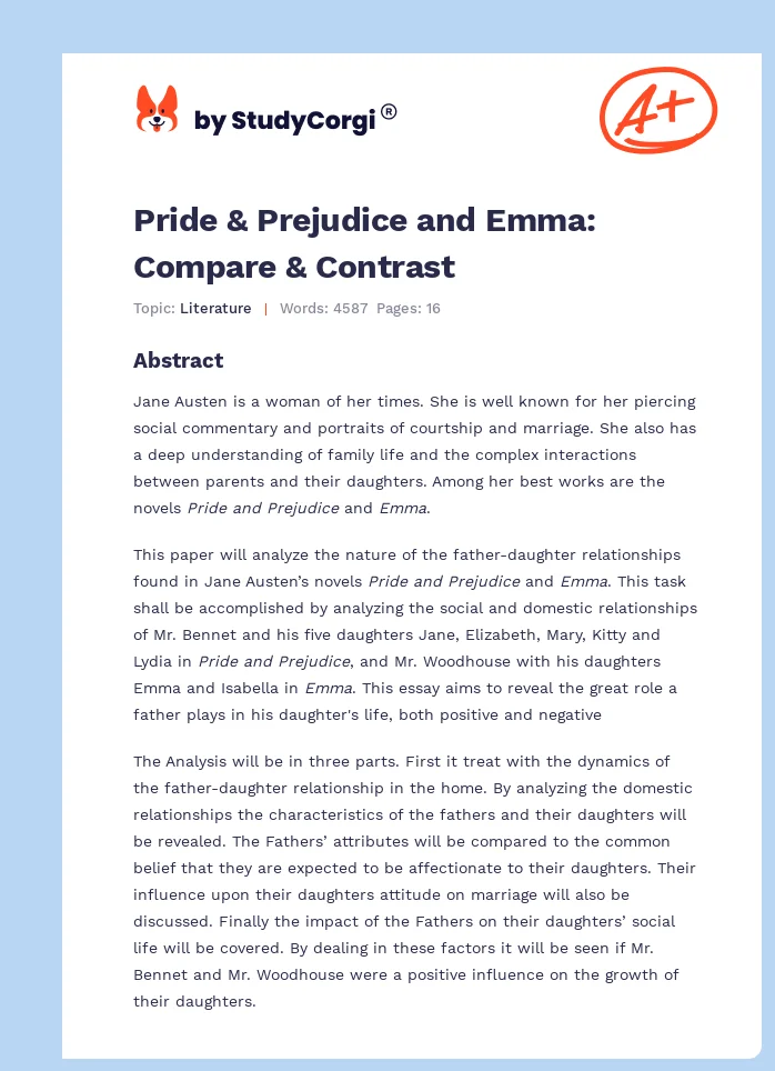 Pride & Prejudice and Emma: Compare & Contrast. Page 1