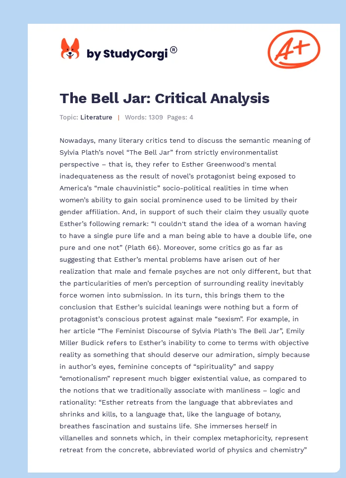 The Bell Jar: Critical Analysis. Page 1
