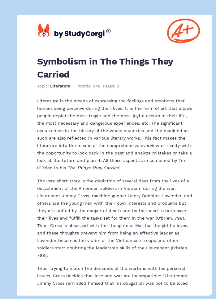 the things they carried symbolism essay