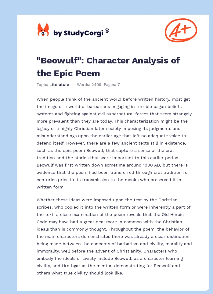 character analysis of beowulf essay