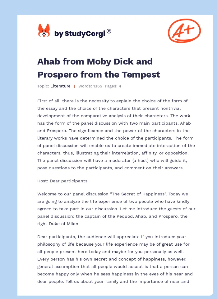 Ahab from Moby Dick and Prospero from the Tempest. Page 1