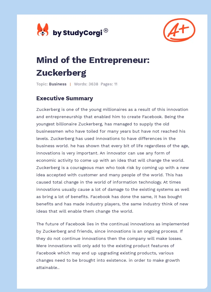 Mind of the Entrepreneur: Zuckerberg. Page 1