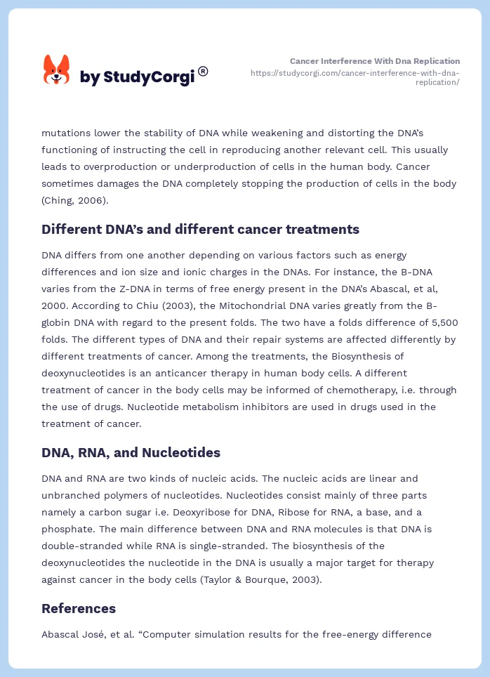 Cancer Interference With Dna Replication. Page 2