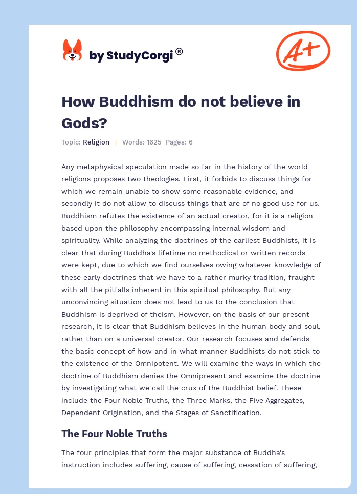 How Buddhism do not believe in Gods?. Page 1