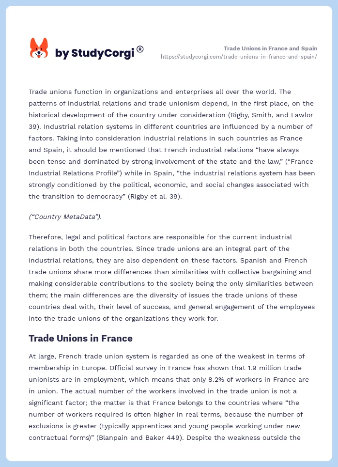 Trade Unions in France and Spain. Page 2
