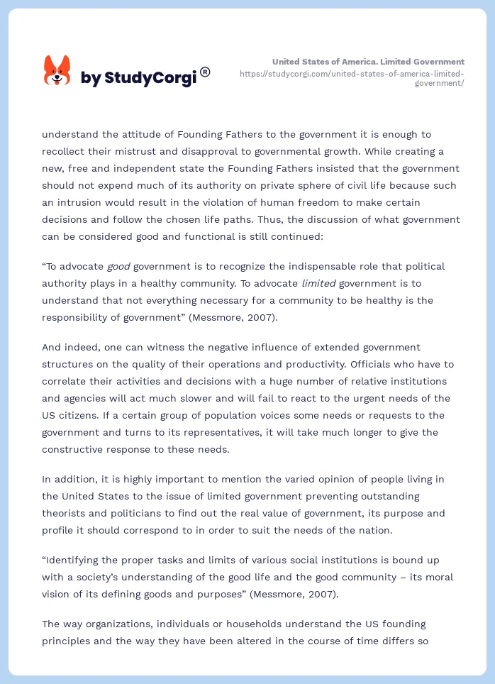 United States of America. Limited Government. Page 2