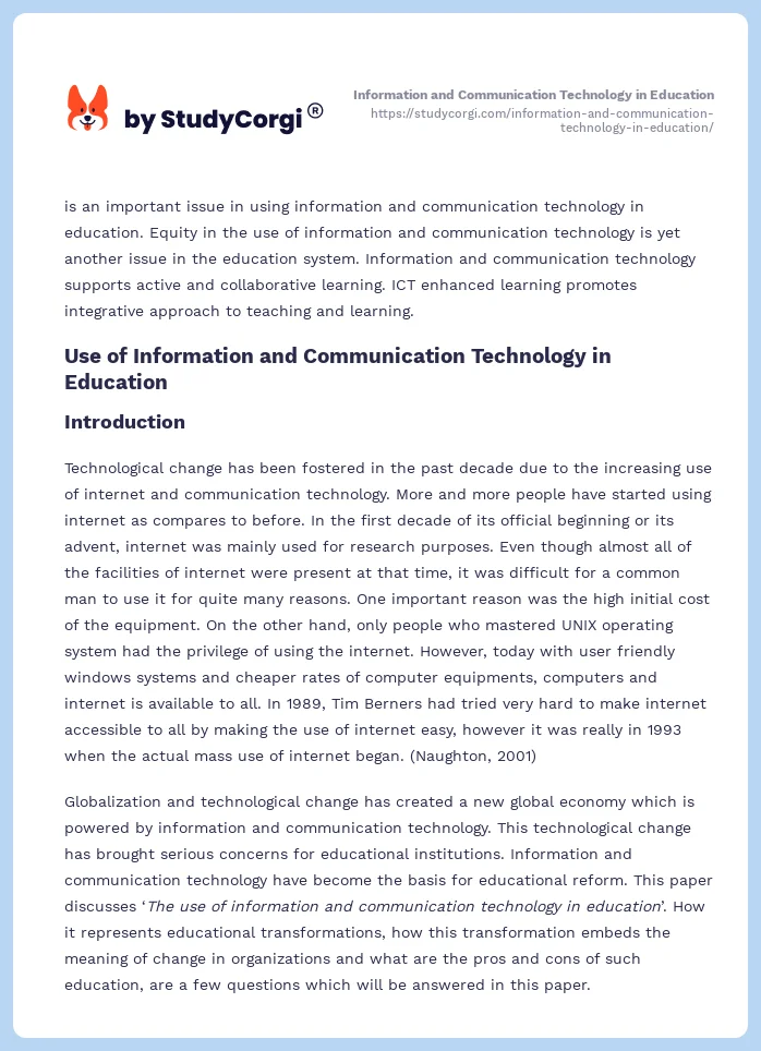 Information and Communication Technology in Education. Page 2