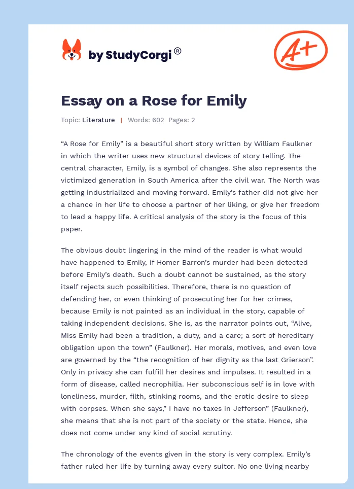 Structural Devices of Story Telling in William Faulkner's “A Rose for Emily”. Page 1