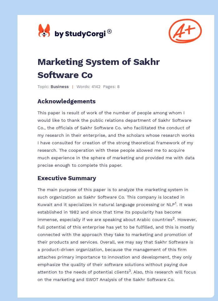Marketing System of Sakhr Software Co. Page 1