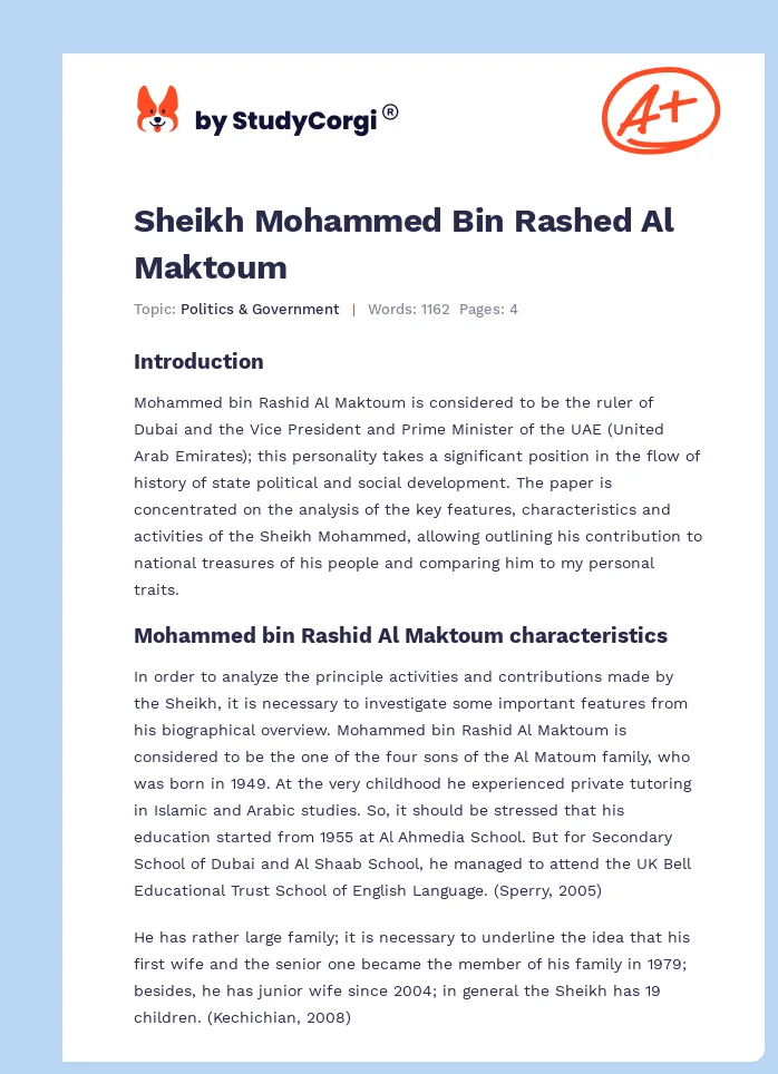 Sheikh Mohammed Bin Rashed Al Maktoum. Page 1