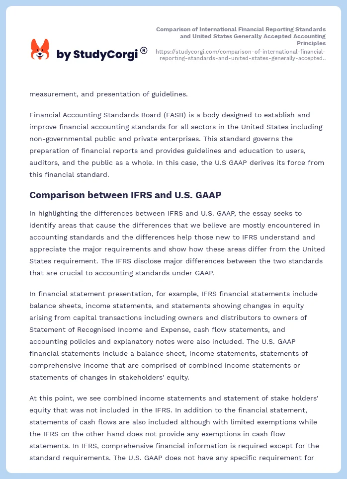 Comparison of International Financial Reporting Standards and United States Generally Accepted Accounting Principles. Page 2
