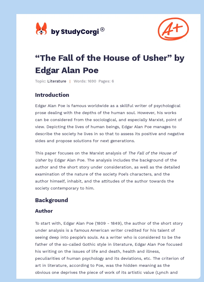 “The Fall of the House of Usher” by Edgar Alan Poe. Page 1