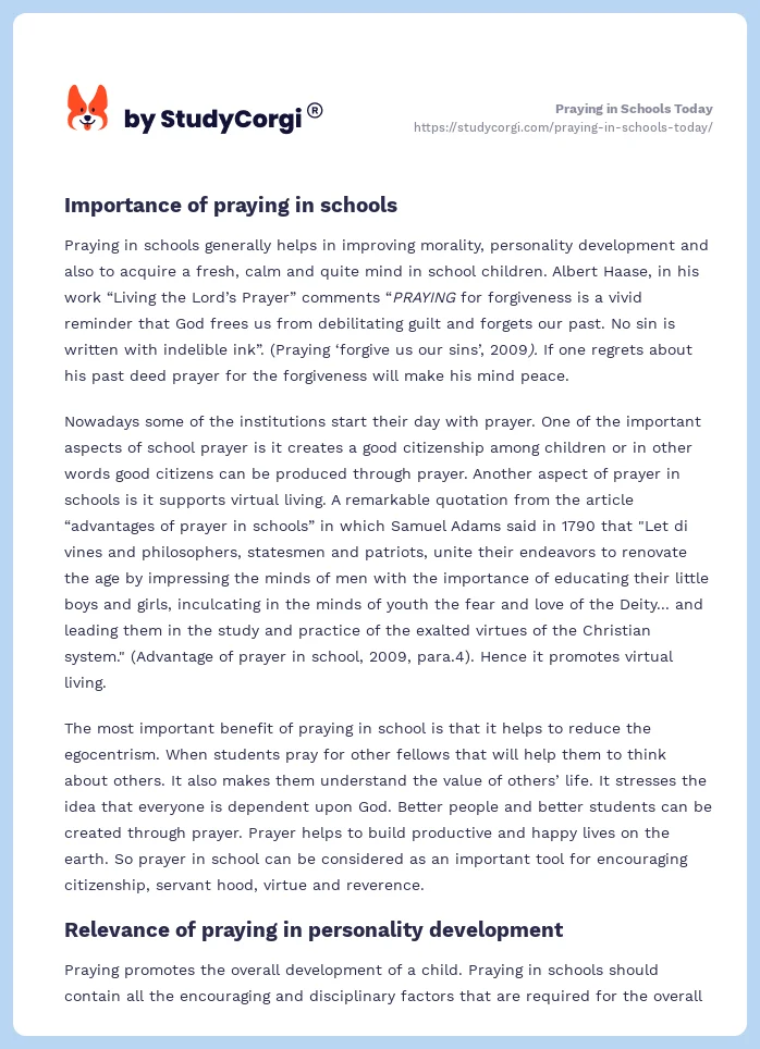 Praying in Schools Today. Page 2