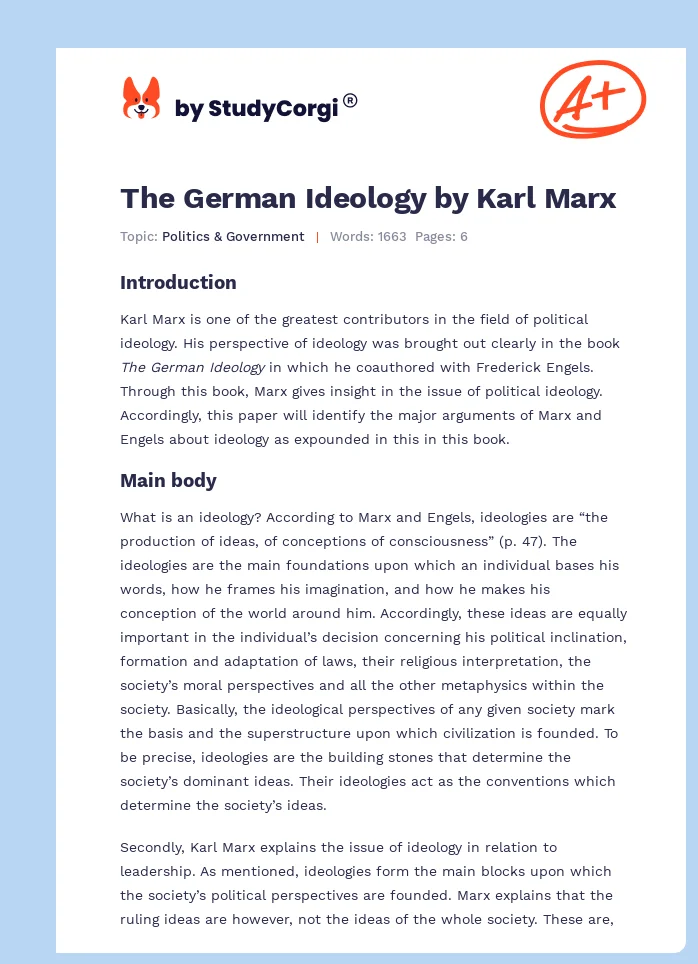 The German Ideology by Karl Marx. Page 1