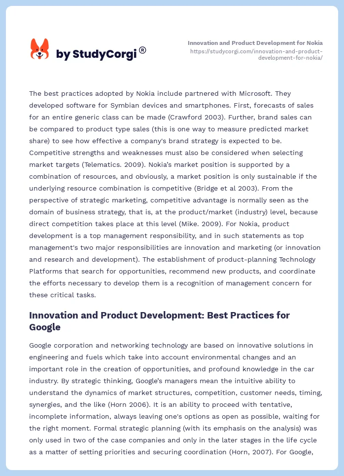 Innovation and Product Development for Nokia. Page 2