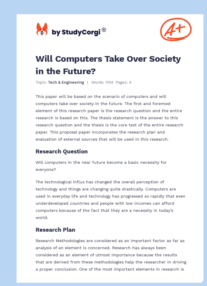 Will Computers Take Over Society in the Future?. Page 1