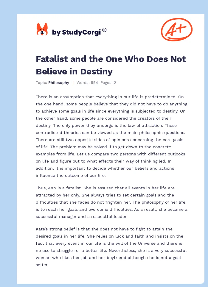 Fatalist and the One Who Does Not Believe in Destiny. Page 1