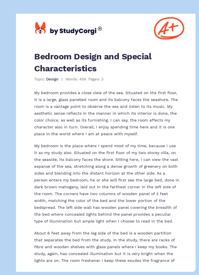 Bedroom Design and Special Characteristics. Page 1
