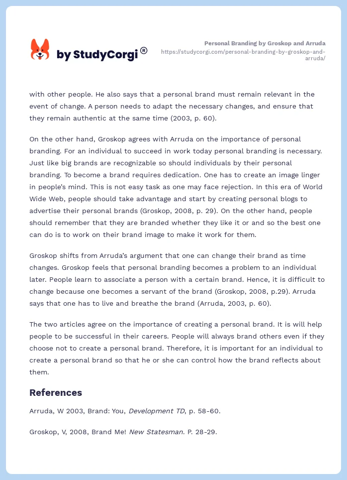 Personal Branding by Groskop and Arruda. Page 2