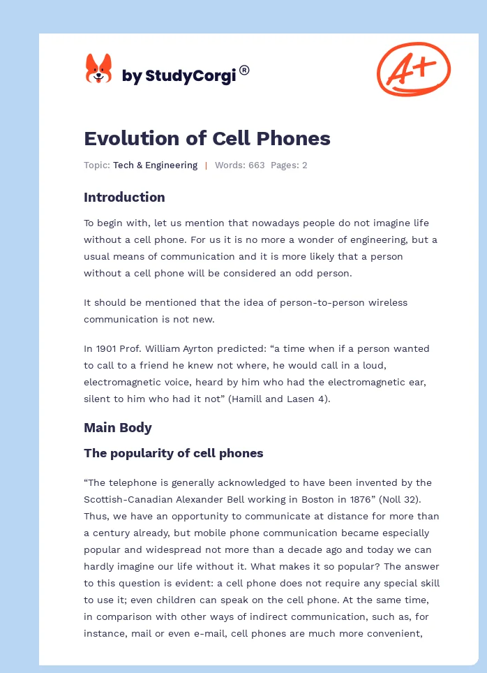 Evolution of Cell Phones. Page 1