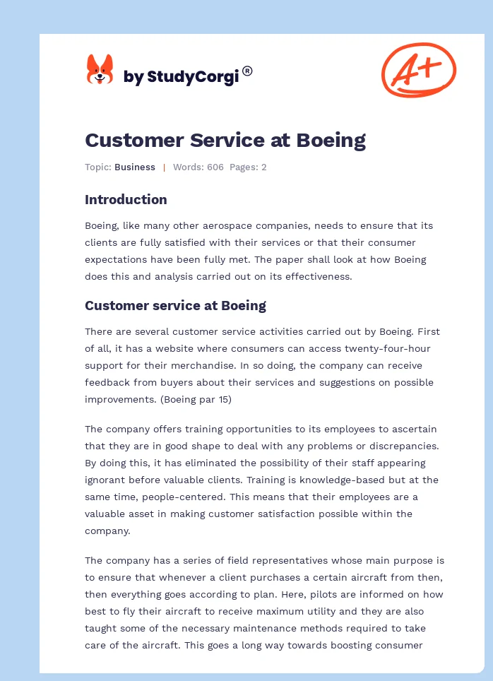 Customer Service at Boeing. Page 1
