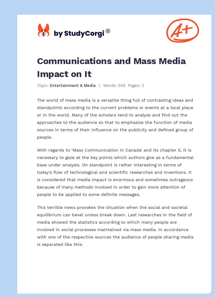 Communications and Mass Media Impact on It. Page 1