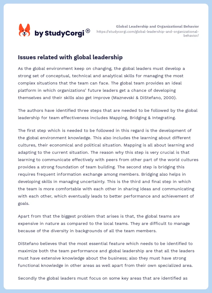 Global Leadership and Organizational Behavior. Page 2