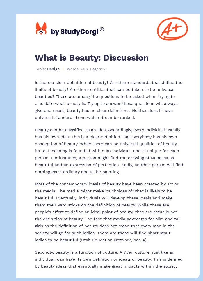 What is Beauty: Discussion. Page 1