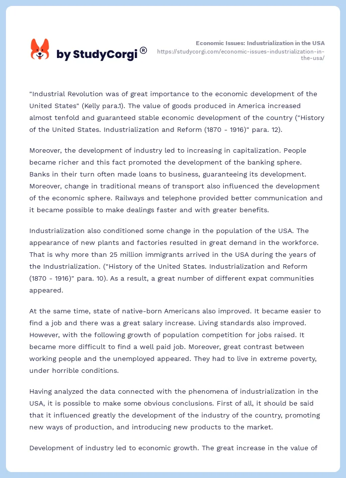 Economic Issues: Industrialization in the USA. Page 2