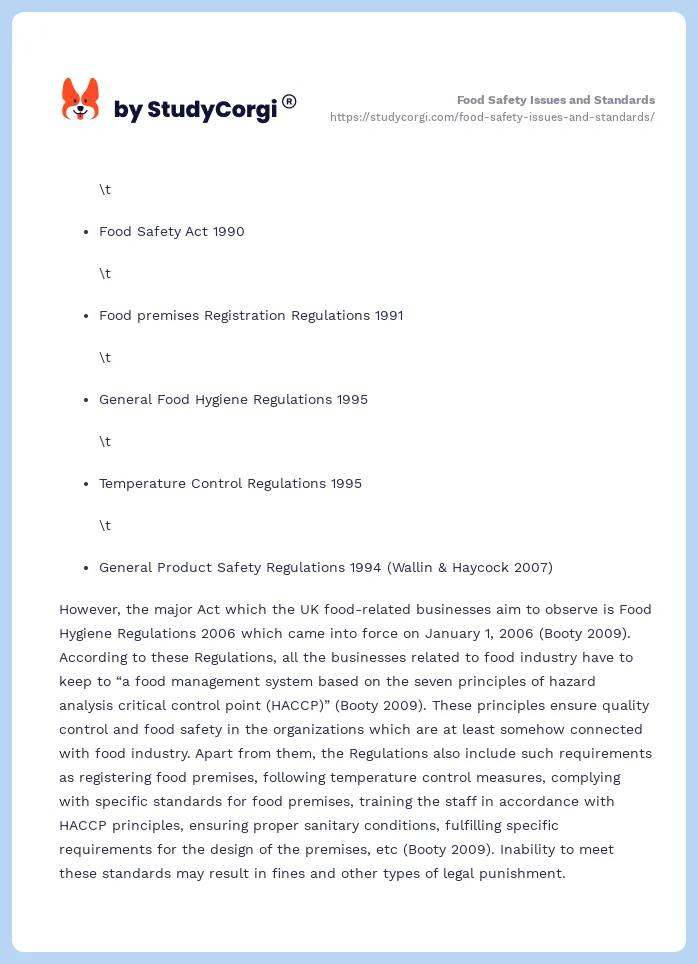 Food Safety Issues and Standards. Page 2