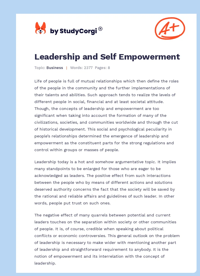 Leadership and Self Empowerment. Page 1