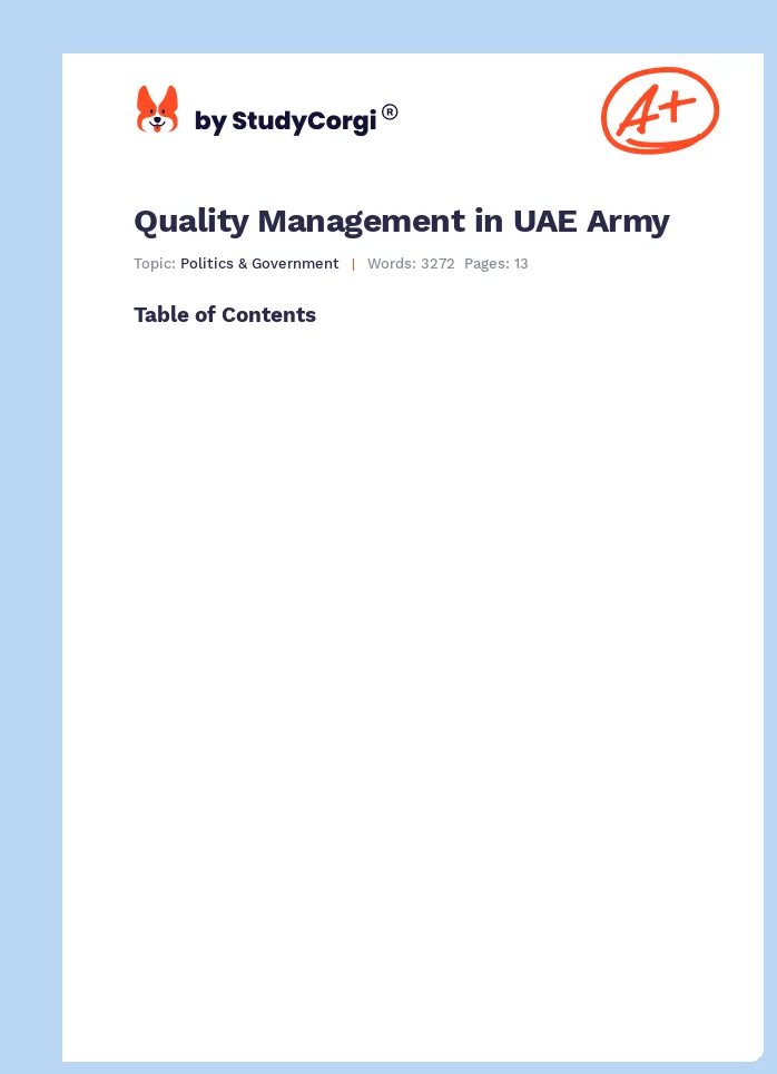 Quality Management in UAE Army. Page 1