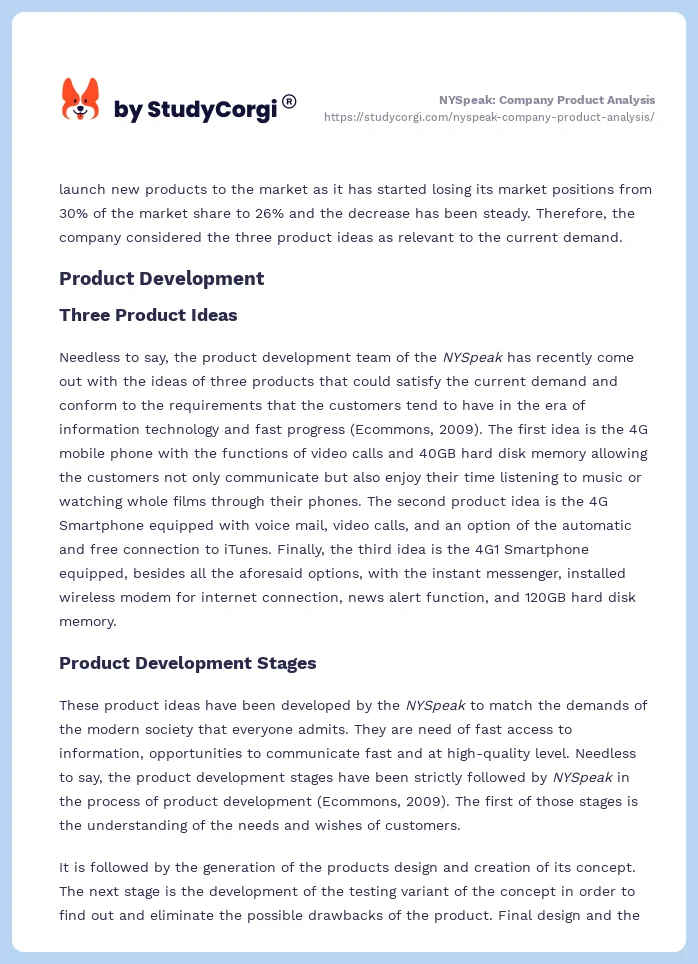 NYSpeak: Company Product Analysis. Page 2