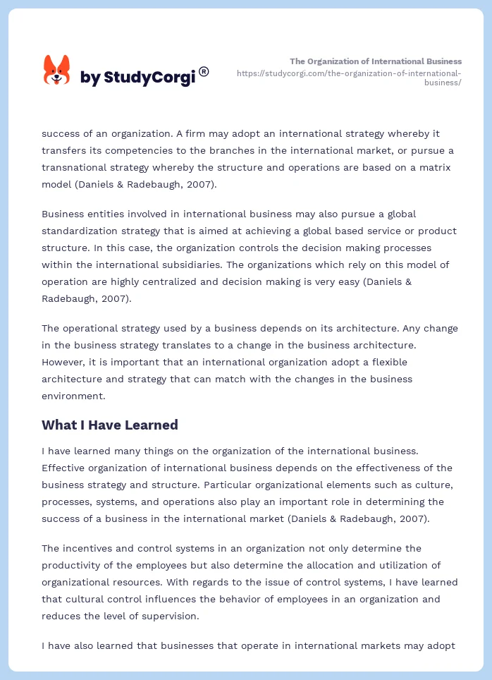 The Organization of International Business. Page 2