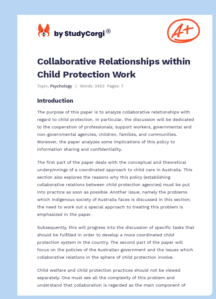 Collaborative Relationships within Child Protection Work. Page 1