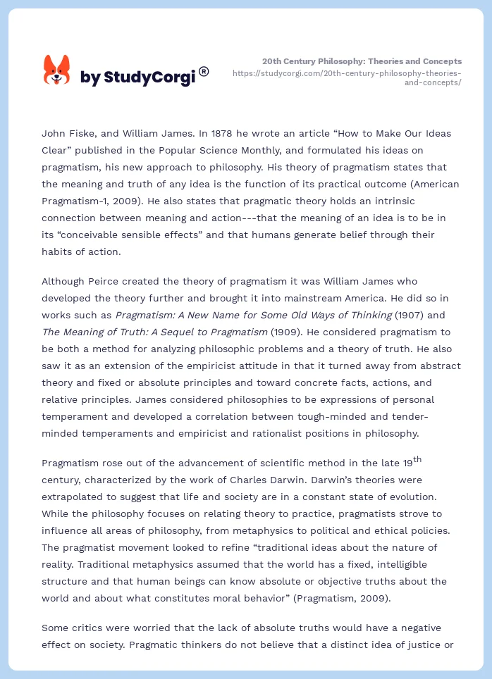 20th Century Philosophy: Theories and Concepts. Page 2