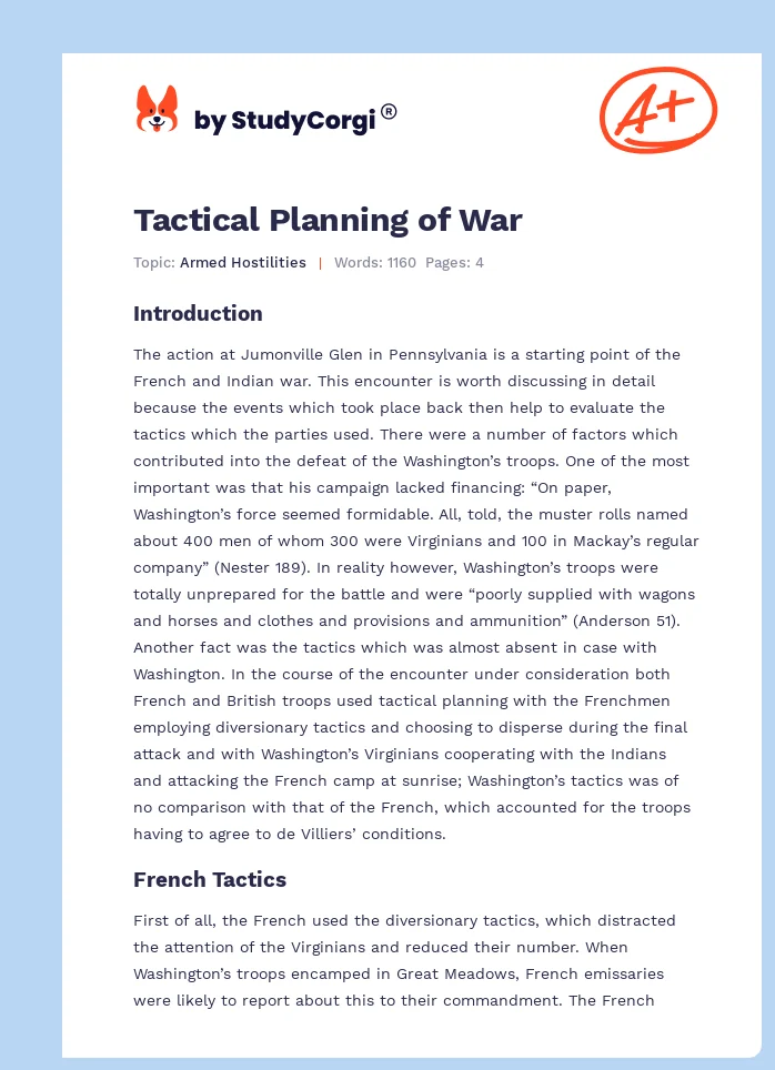 Tactical Planning of War. Page 1