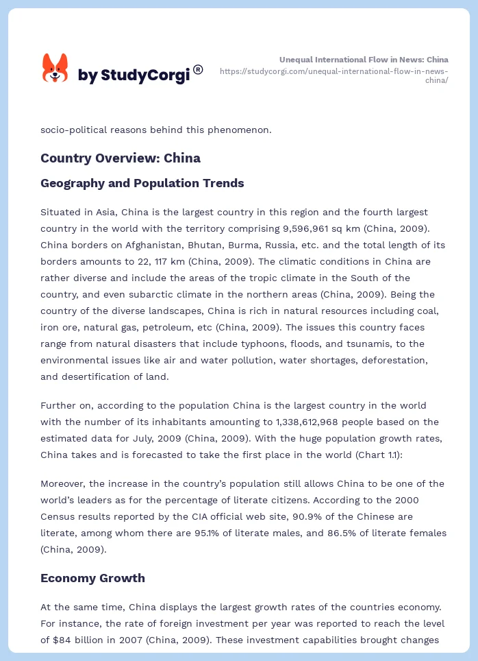 Unequal International Flow in News: China. Page 2